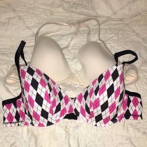 Cacique 42c cream black pink sexy cute bra plus
